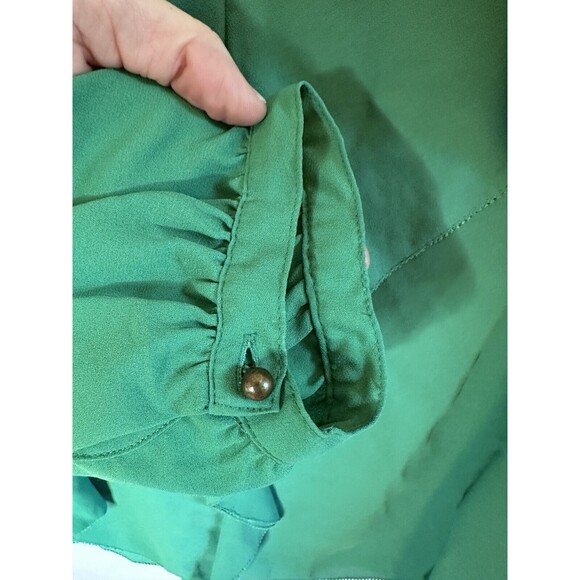 Maeve Anthropologie Sz  4 Kelly Green Long Sleeve Blouse - Picture 7 of 11
